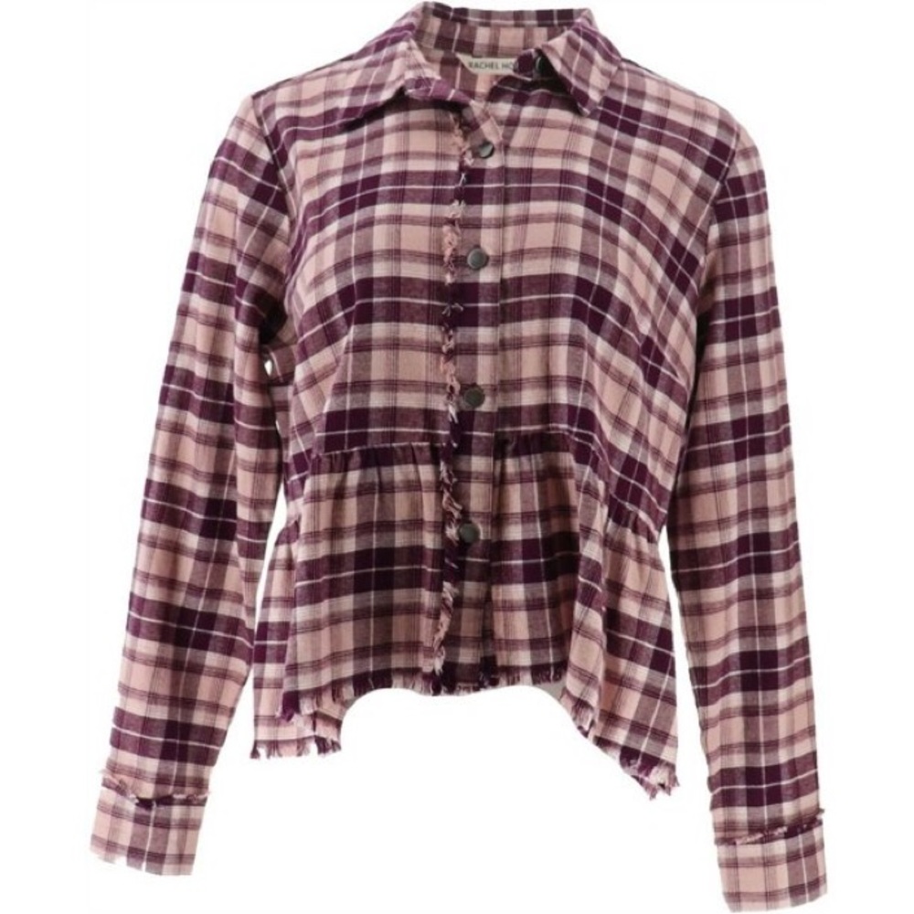 Rachel Hollis Burgundy Cotton Long Sleeve Blouse.